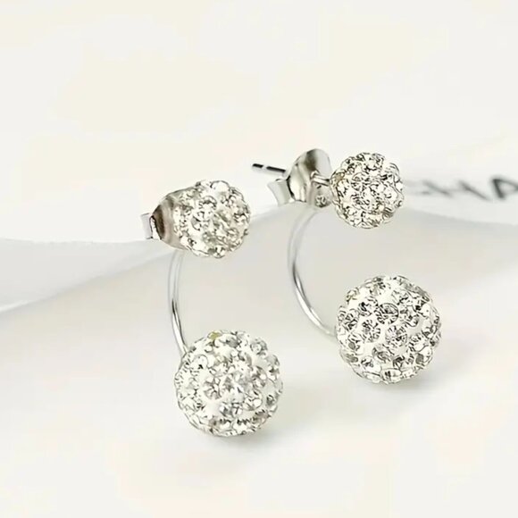 BRAND NEW Elegant Double Ball Shiny Earrings, Set  Sexy Iron-golden NWT - Picture 4 of 4